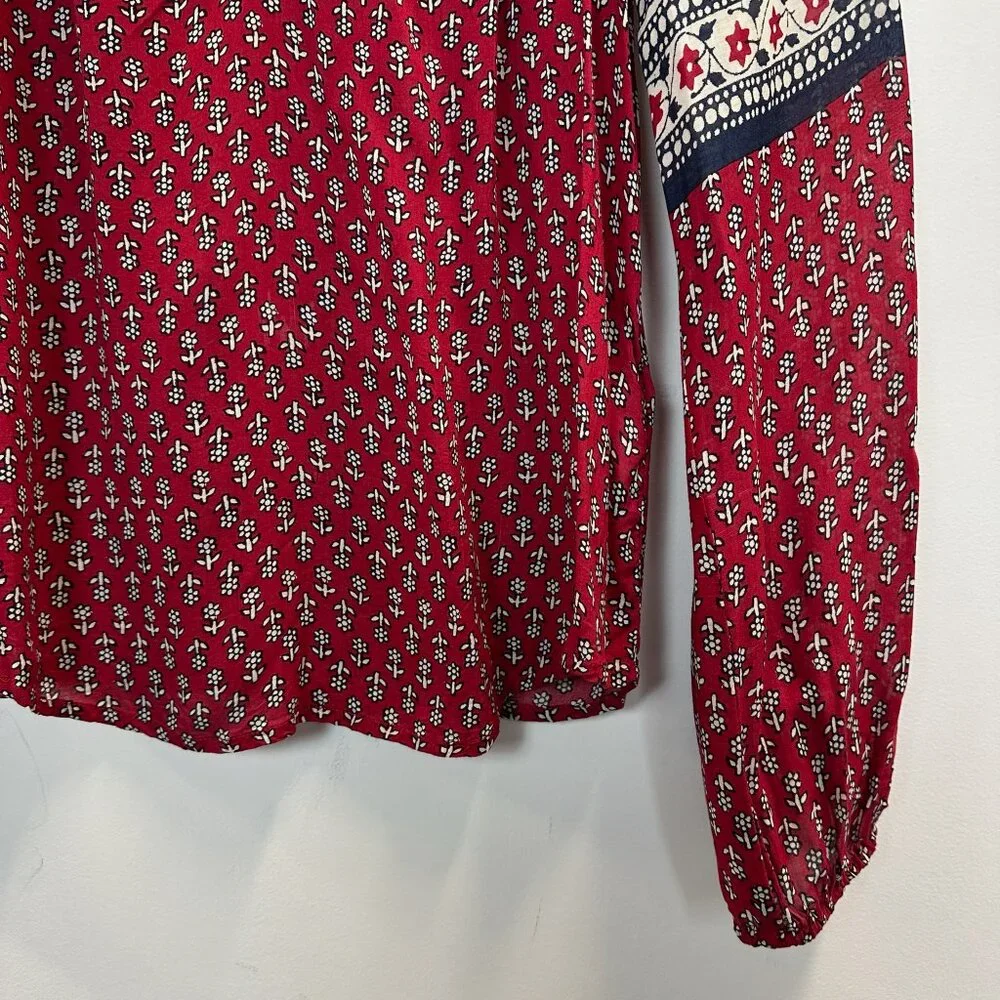 Lucky Brand Red Floral Petaluma Peasant Blouse - Picture 5 of 14